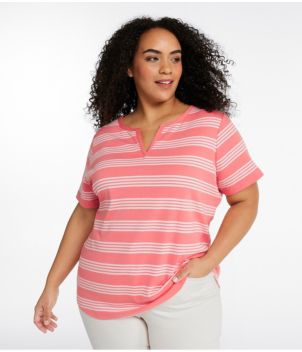 Women's L.L.Bean Tee, Short-Sleeve Notch-Neck Stripe