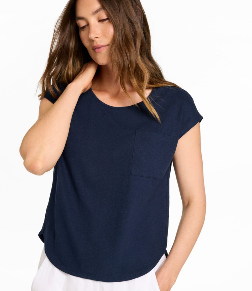 Women's Lakeside Linen/Cotton Tee, Short-Sleeve Scoopneck