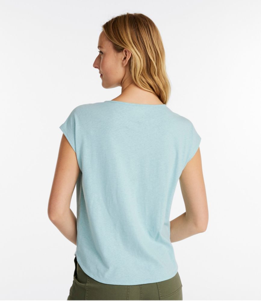 Women's Linen/Cotton Tee, Short-Sleeve Scoopneck