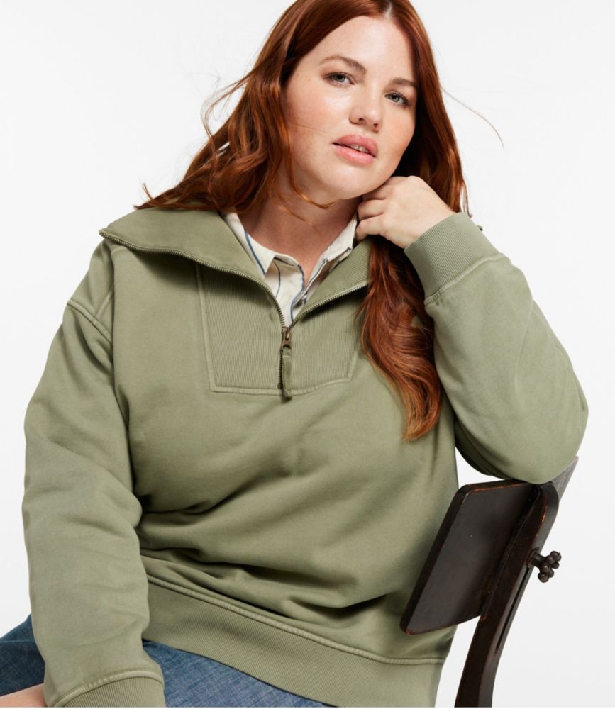 Women's Sunwashed Sweats, Quarter-Zip, Classic Navy, small image number 2