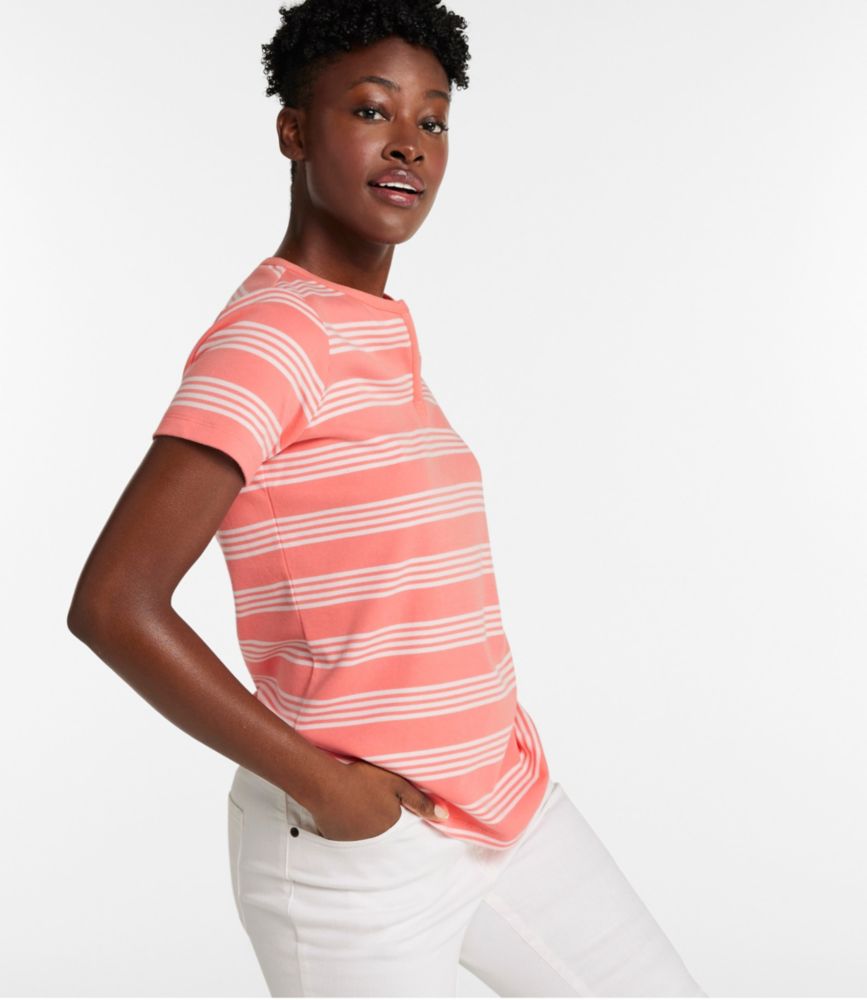 Women's L.L.Bean Tee, Short-Sleeve Notch-Neck Stripe