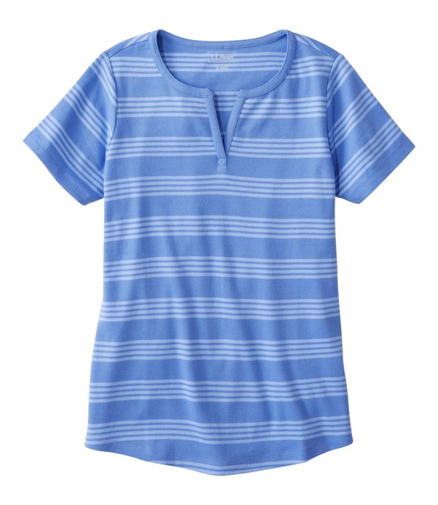 Women's L.L.Bean Tee, Short-Sleeve Notch-Neck Stripe