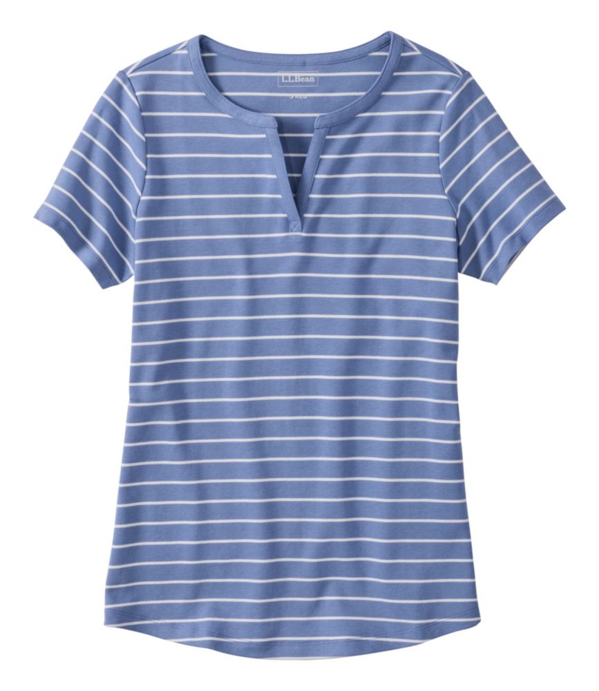 Women's L.L.Bean Tee, Short-Sleeve Notch-Neck Stripe