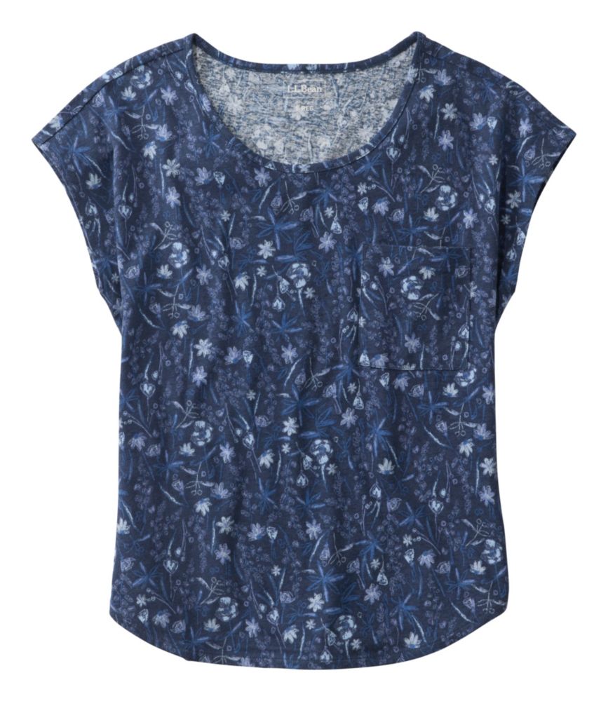 Women's Lakeside Linen/Cotton Tee, Short-Sleeve Scoopneck Print