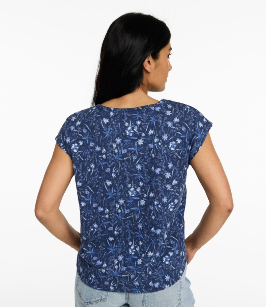 Women's Lakeside Linen/Cotton Tee, Short-Sleeve Scoopneck Print
