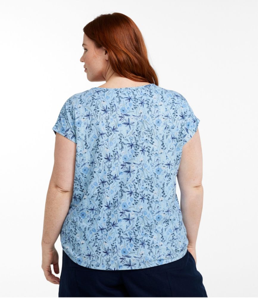 Women's Linen/Cotton Tee, Short-Sleeve Scoopneck Print, Sailcloth Sketched Floral, small image number 3