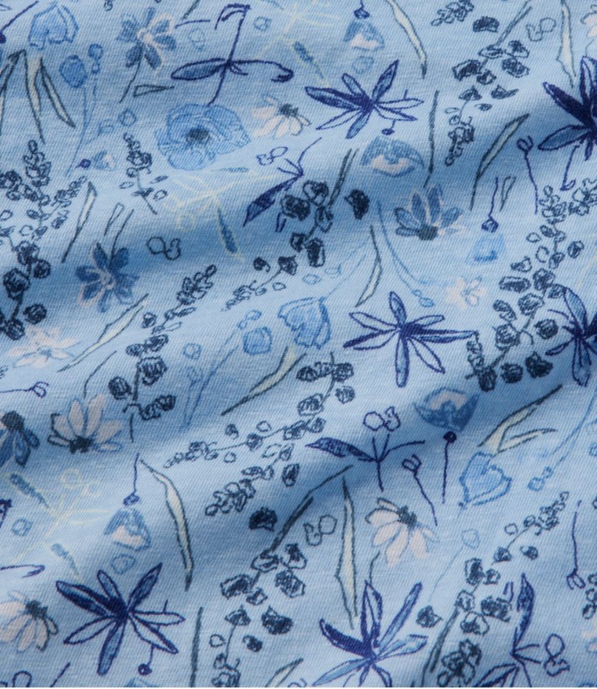 Women's Linen/Cotton Tee, Short-Sleeve Scoopneck Print