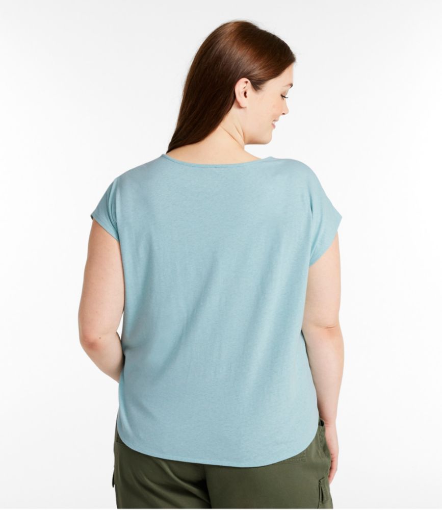 Women's Linen/Cotton Tee, Short-Sleeve Scoopneck