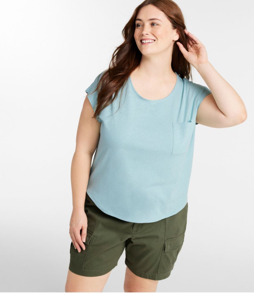 Women's Linen/Cotton Tee, Short-Sleeve Scoopneck