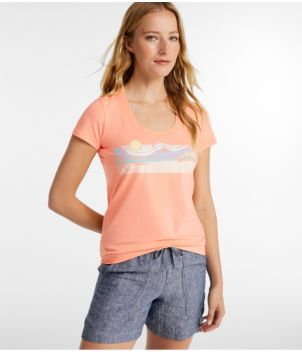 Women's Soft Stretch Supima-Blend Tee, Scoopneck Short-Sleeve Graphic