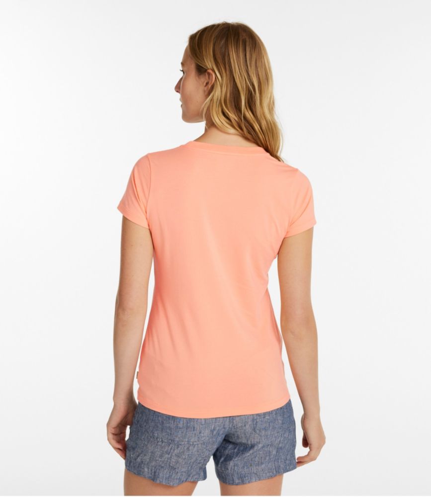 Women's Soft Stretch Supima-Blend Tee, Scoopneck Short-Sleeve Graphic, Soft Peach Coastal, small image number 3