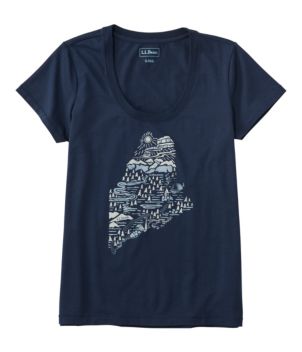 Women's Soft Stretch Supima-Blend Tee, Scoopneck Short-Sleeve Graphic, New