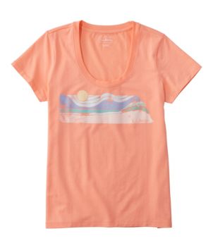 Women's Soft Stretch Supima-Blend Tee, Scoopneck Short-Sleeve Graphic, New