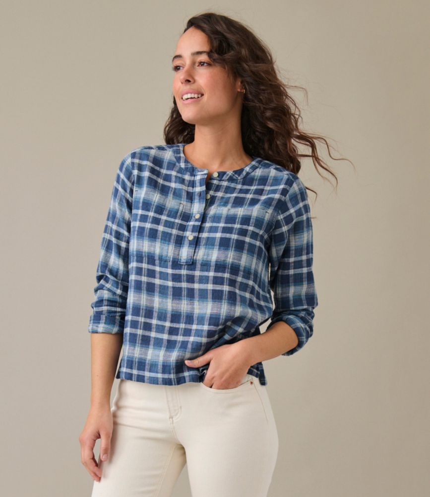 Women's L.L.Bean Day Breeze Shirt, Long-Sleeve Collarless, Bayside Blue, small image number 7