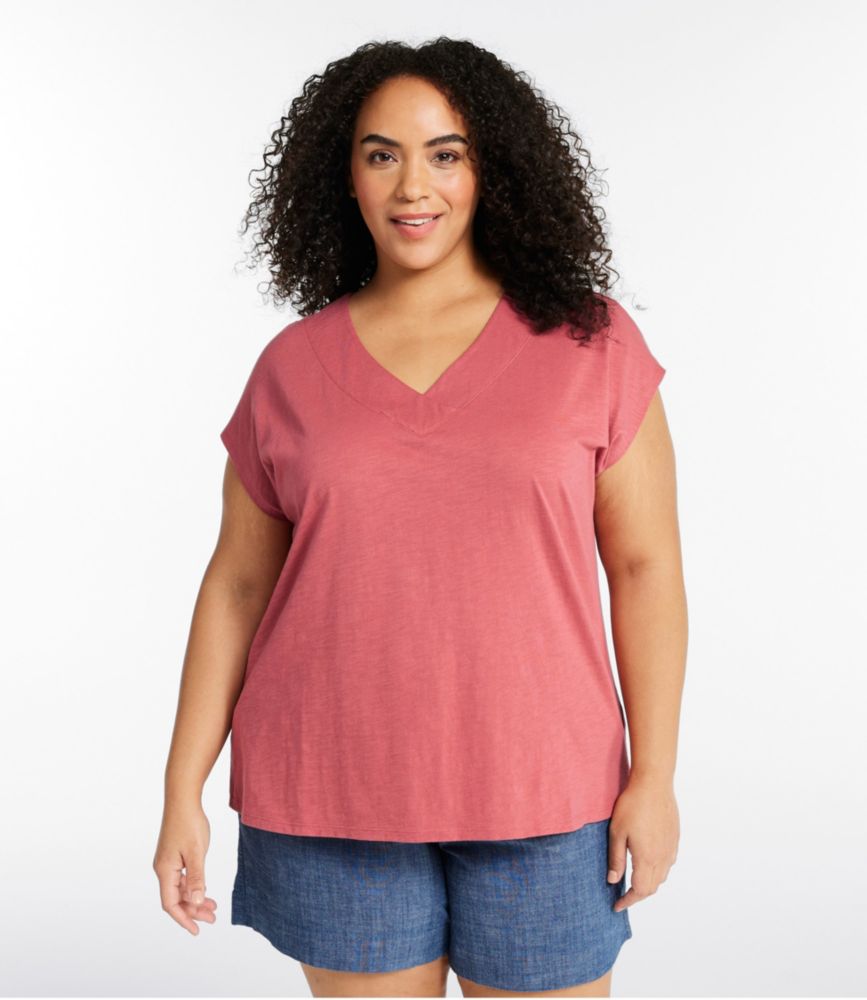 Women's Organic Cotton Tee, V-Neck Cap-Sleeve, Bay Leaf, small image number 2