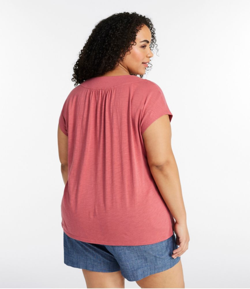 Women's Organic Cotton Tee, V-Neck Cap-Sleeve, Bay Leaf, small image number 3