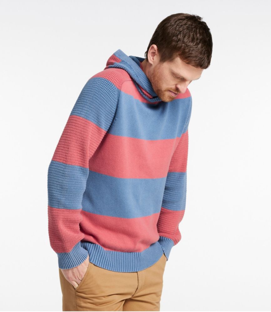 Men's Textured Washed Cotton Sweaters, Hoodie, Stripe