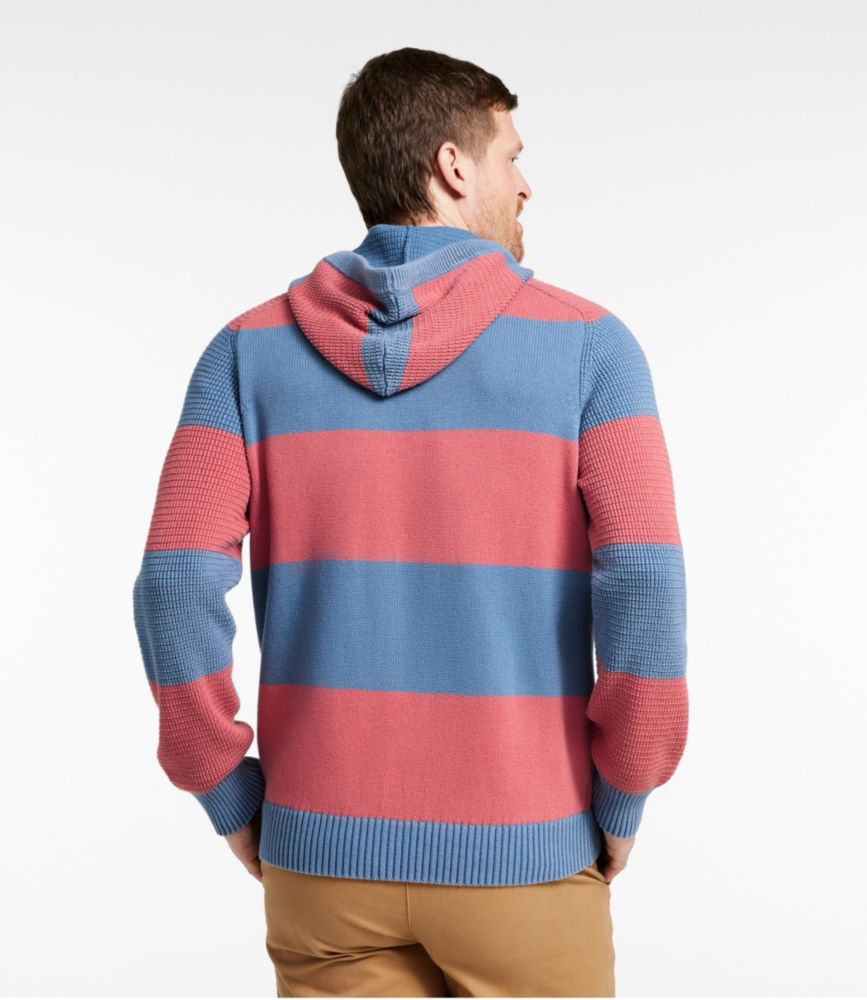 Men's Textured Washed Cotton Sweaters, Hoodie, Stripe, Delta Blue Stripe, small image number 3