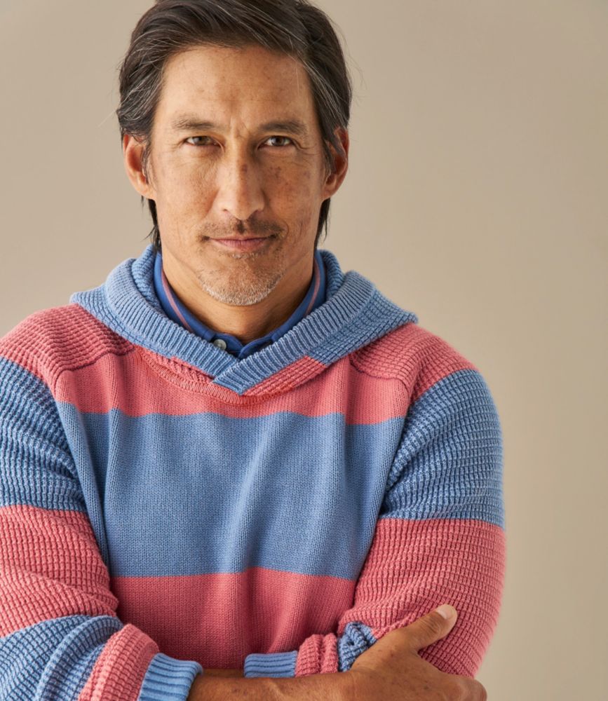 Men's Sunwashed Textured Cotton Sweater, Hoodie, Stripe