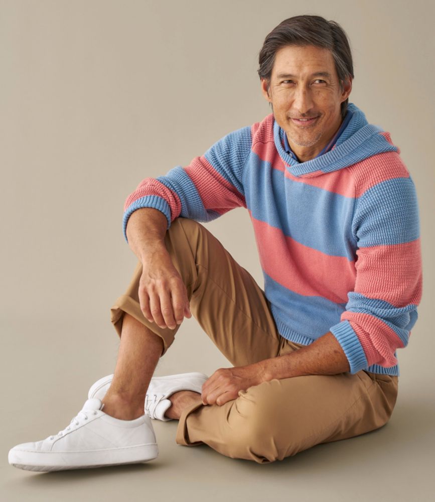 Men's Sunwashed Textured Cotton Sweater, Hoodie, Stripe