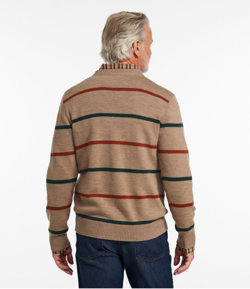 Men's Essential Merino Sweater, Crewneck, Stripe, Field Khaki Heather Stripe, small image number 3