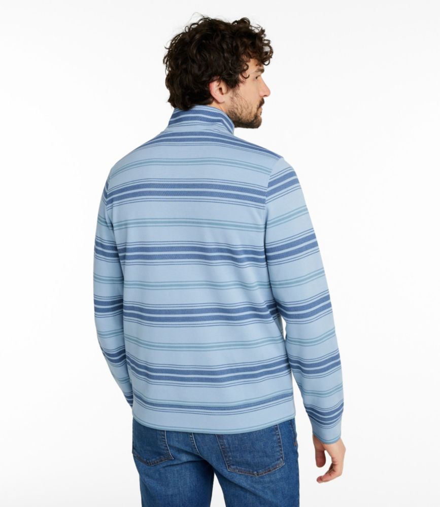 Men's Comfort Stretch Performance® Piqué, Quarter-Zip Pullover, Stripe, Pale Turquoise Multistripe, small image number 3