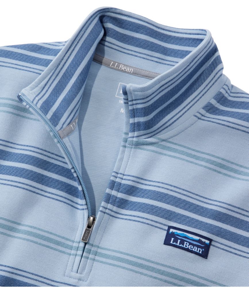 Men's Comfort Stretch Performance® Piqué, Quarter-Zip Pullover, Stripe, Pale Turquoise Multistripe, small image number 4