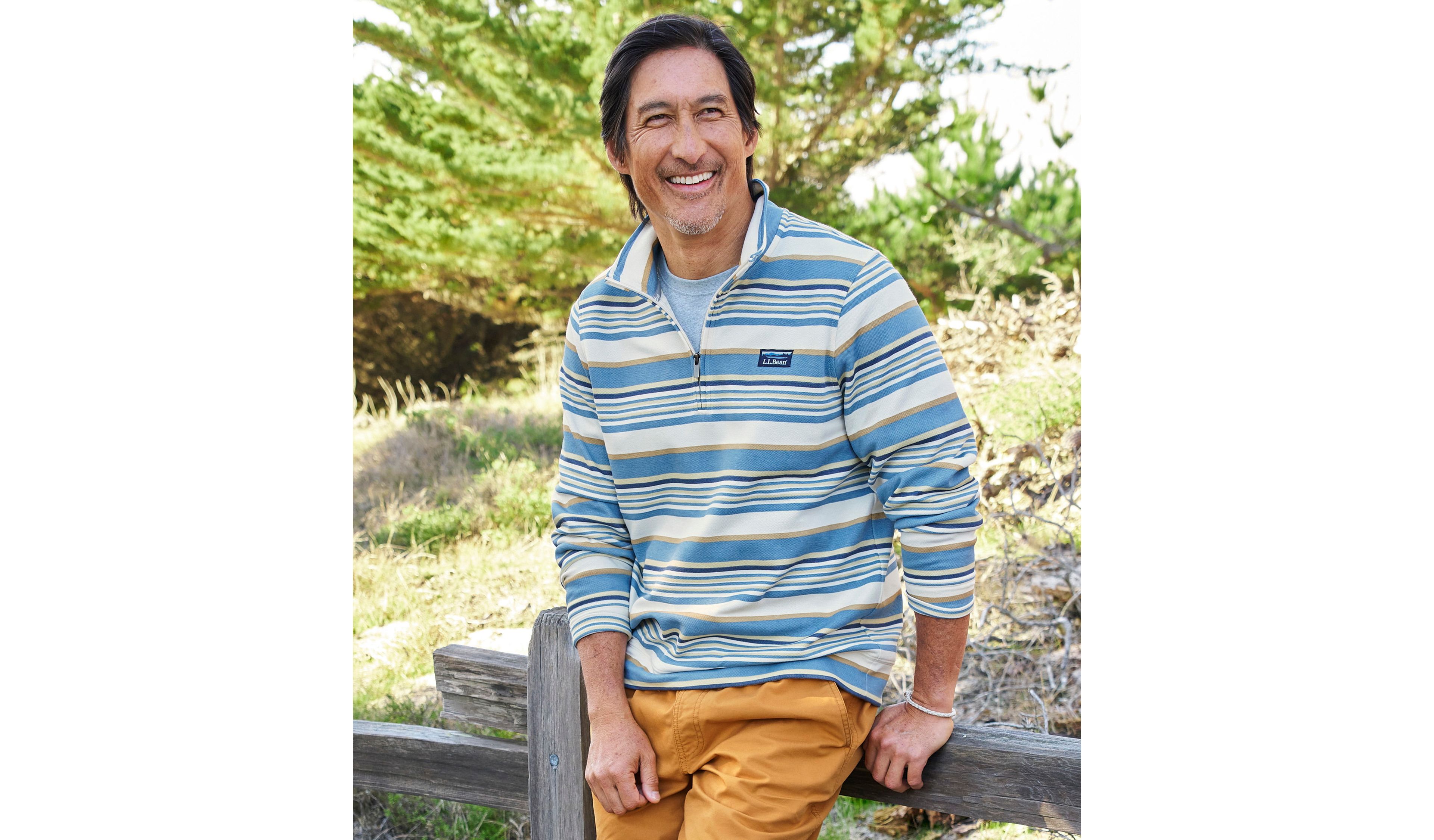 Men's Comfort Stretch Performance® Piqué, Quarter-Zip Pullover, Stripe