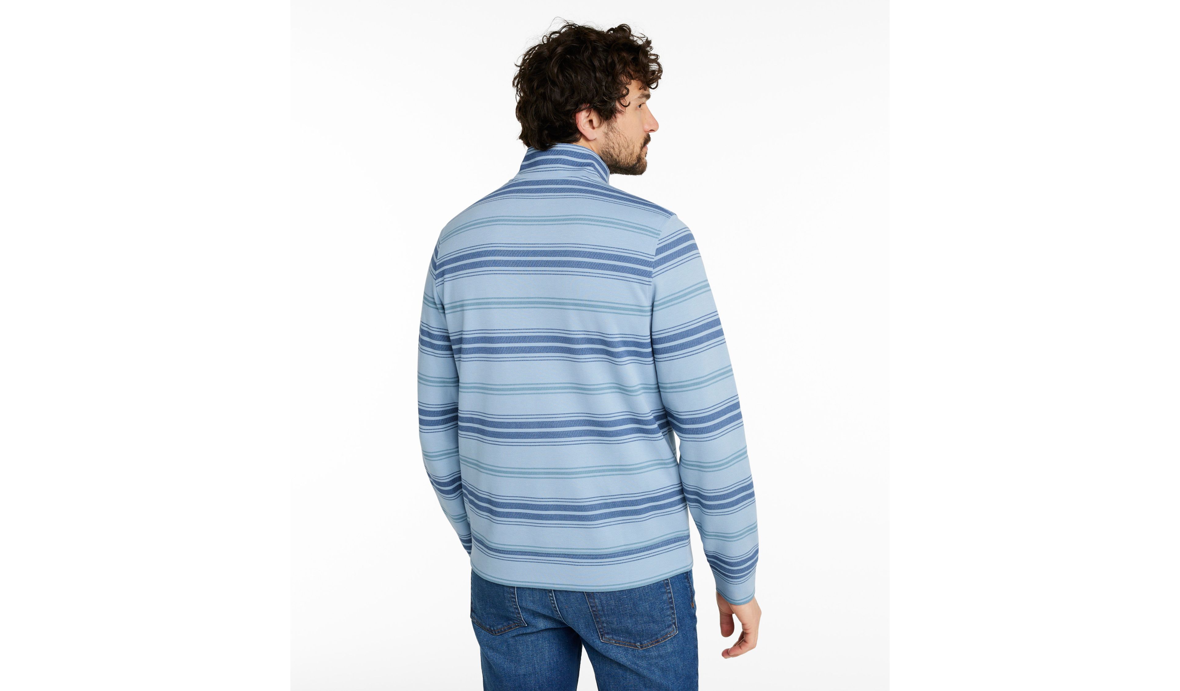 Men's Comfort Stretch Performance® Piqué, Quarter-Zip Pullover, Stripe