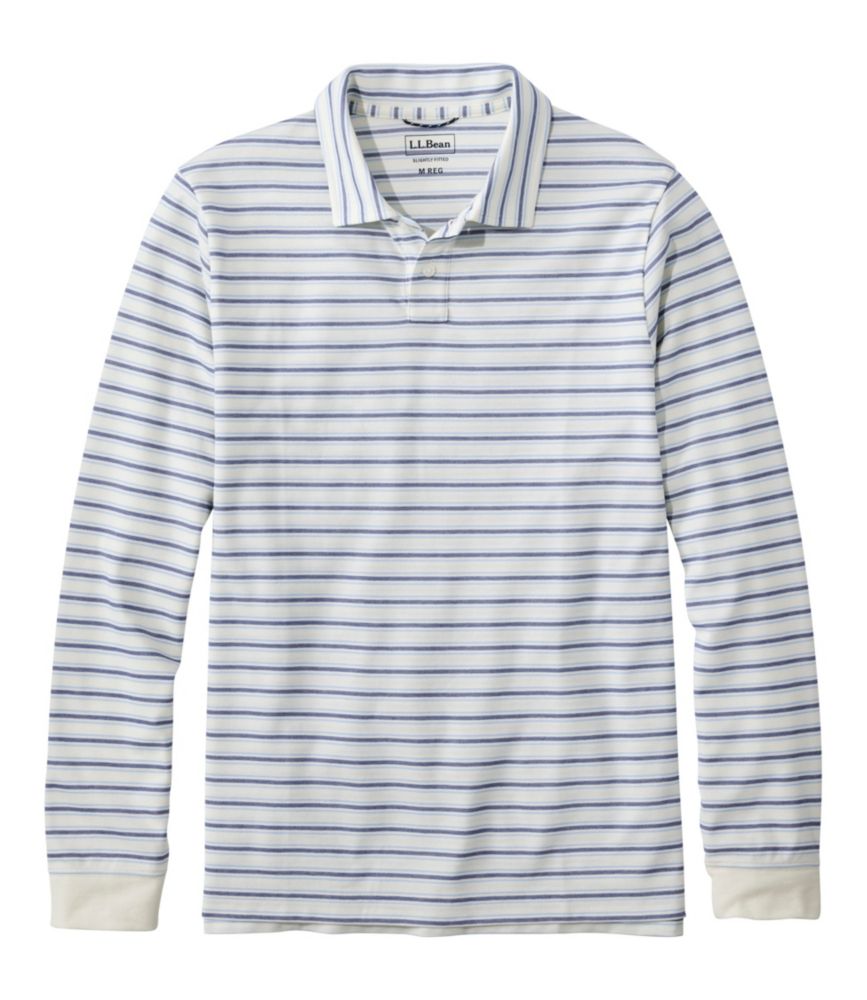 Men's Comfort Stretch Performance® Polo, Long-Sleeve, Stripe