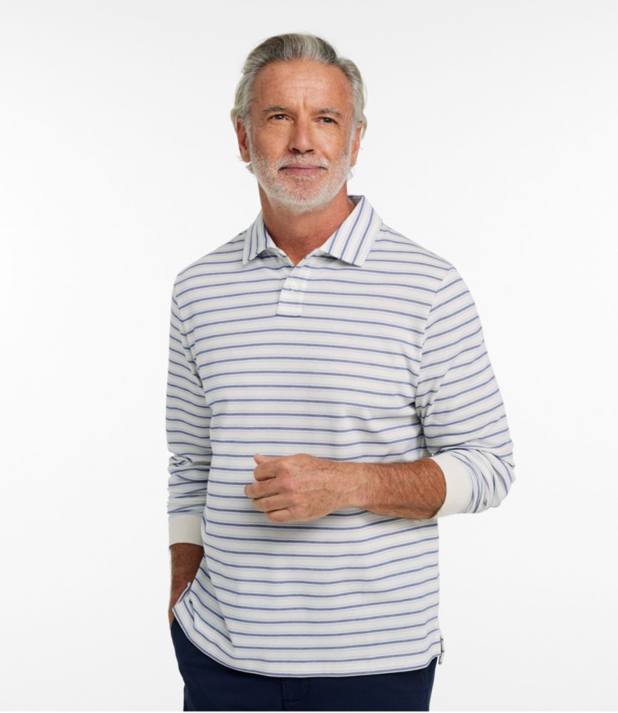 Men's Comfort Stretch Performance® Polo, Long-Sleeve, Stripe