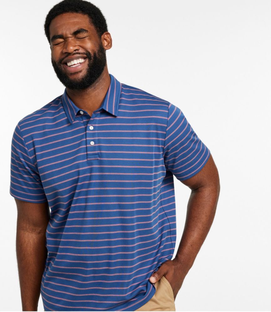 Men's Comfort Stretch Performance® Polo, Short-Sleeve, Slightly Fitted, Stripe, Deep Blue, small image number 4