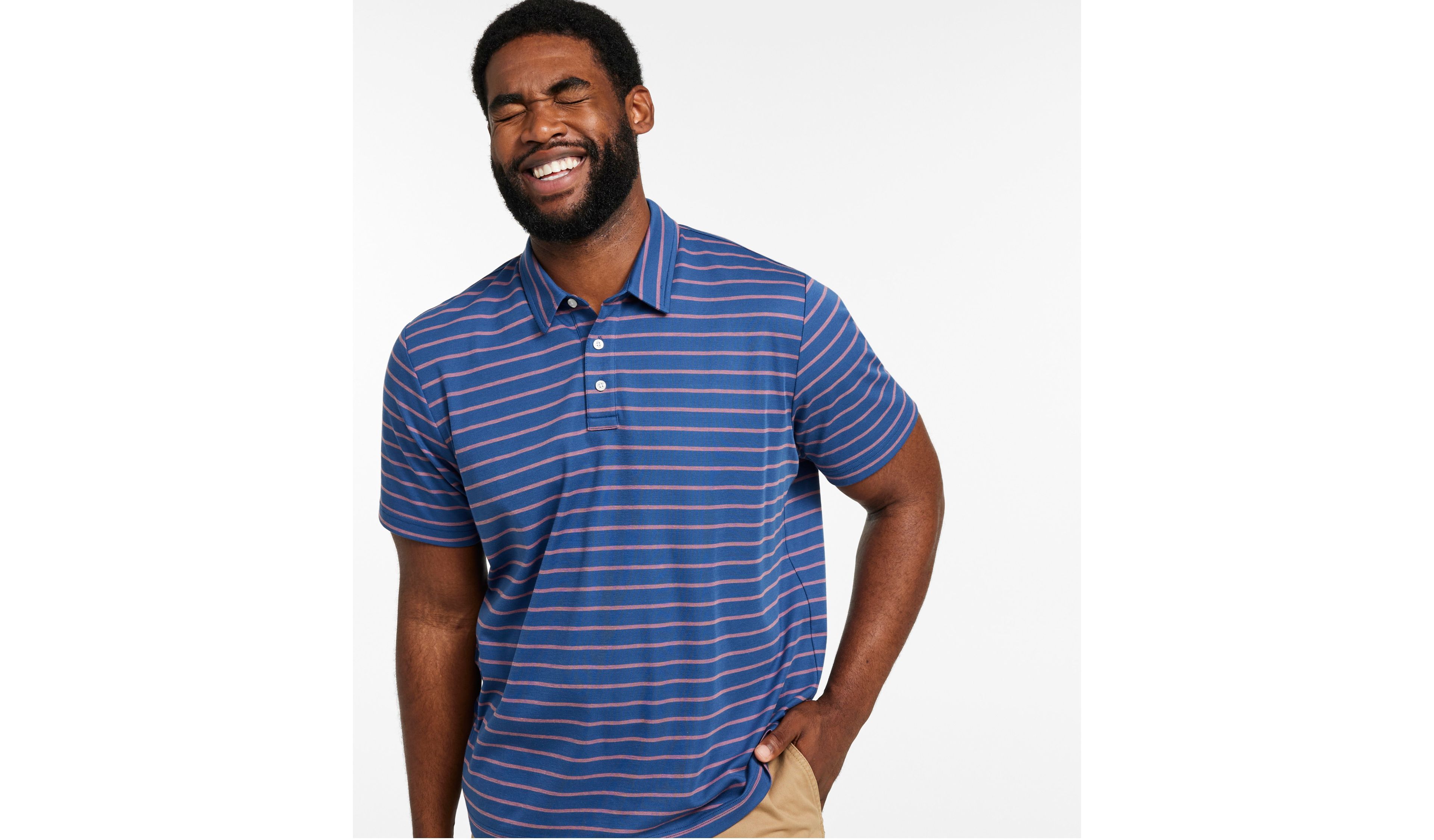 Men's Comfort Stretch Performance® Polo, Short-Sleeve, Slightly Fitted, Stripe