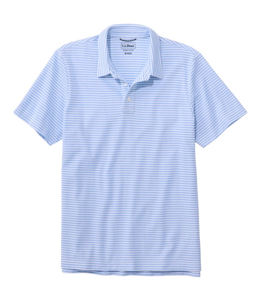 Men's Comfort Stretch Performance&reg; Polo, Short-Sleeve, Slightly Fitted, Stripe, Blue Tide, small image number 1