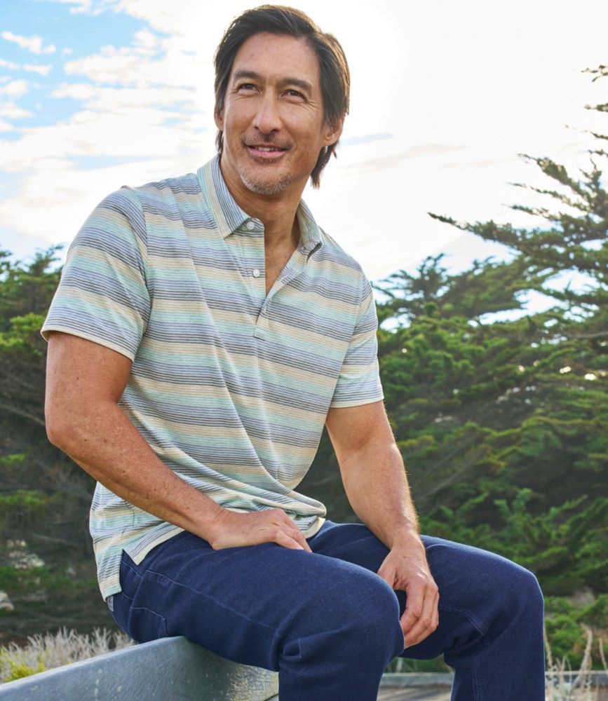 Men's Comfort Stretch Performance® Pima Polo, Short-Sleeve, Stripe