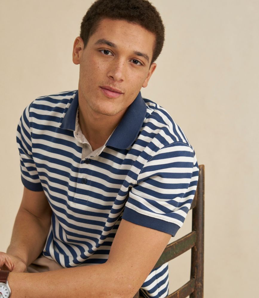 Men's Casco Bay Rugged Polo, Short-Sleeve, Stripe, Silver Birch/Carbon Navy, small image number 10