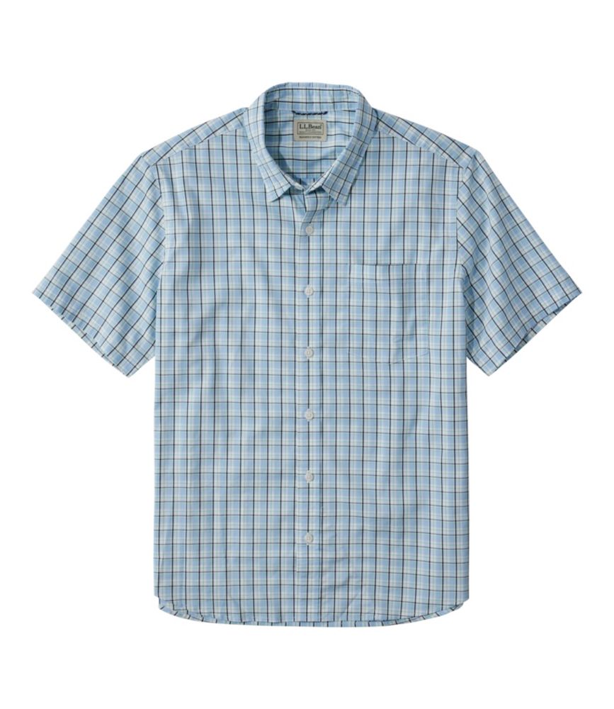 Men's Comfort Stretch Performance Shirt, Short-Sleeve, Slightly Fitted Untucked Fit, Plaid