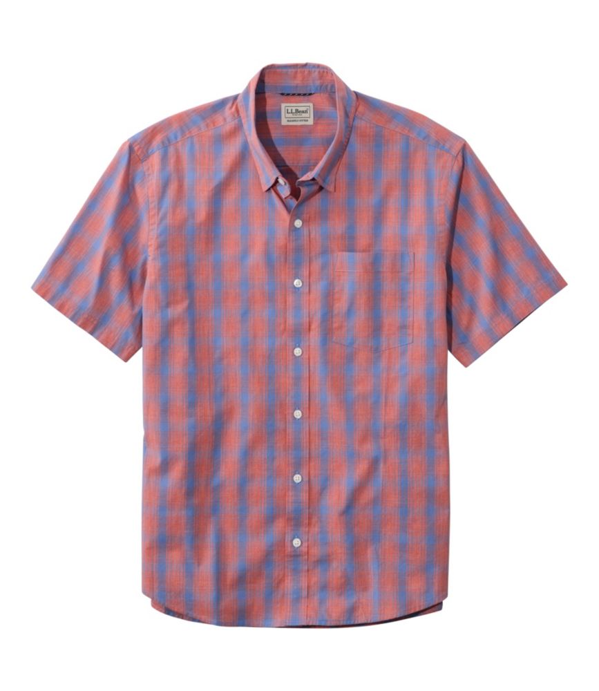 Men's Comfort Stretch Performance® Shirt, Short-Sleeve, Slightly Fitted Untucked Fit, Plaid