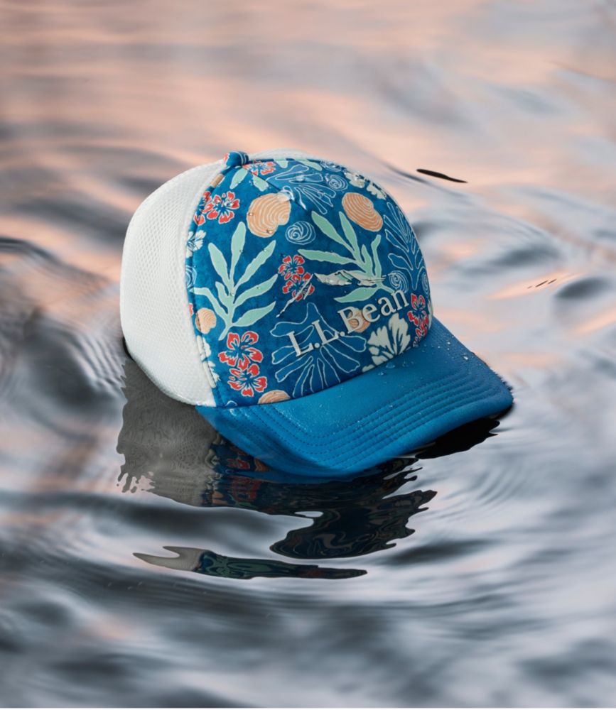 Adults' Beanlight Floating Trucker Hat, Print, Blue Water Hibiscus, small image number 4