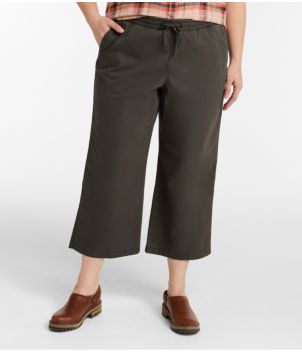 Women's Lakewashed Pull-on Chinos, Mid-Rise Wide-Leg Crop, New