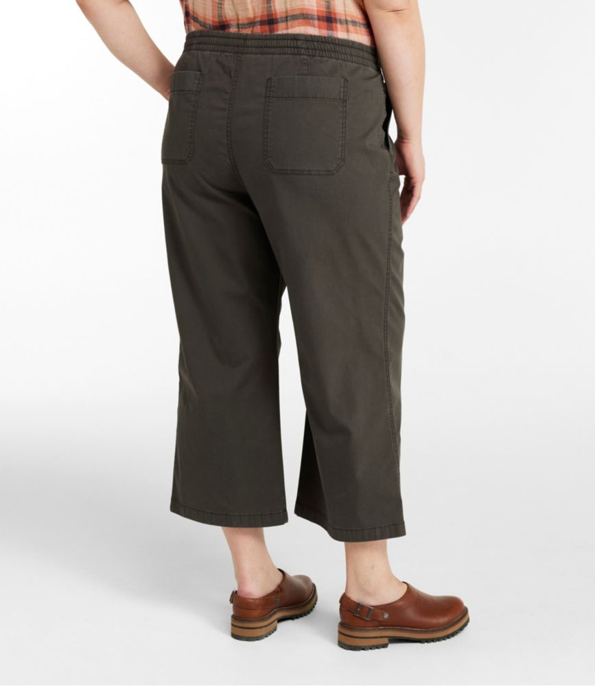 Women's Lakewashed Pull-on Chinos, Mid-Rise Wide-Leg Crop