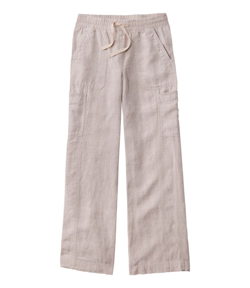 Women's Premium Linen Breezy Pull-On Utility Pants, Mid-Rise Wide-Leg