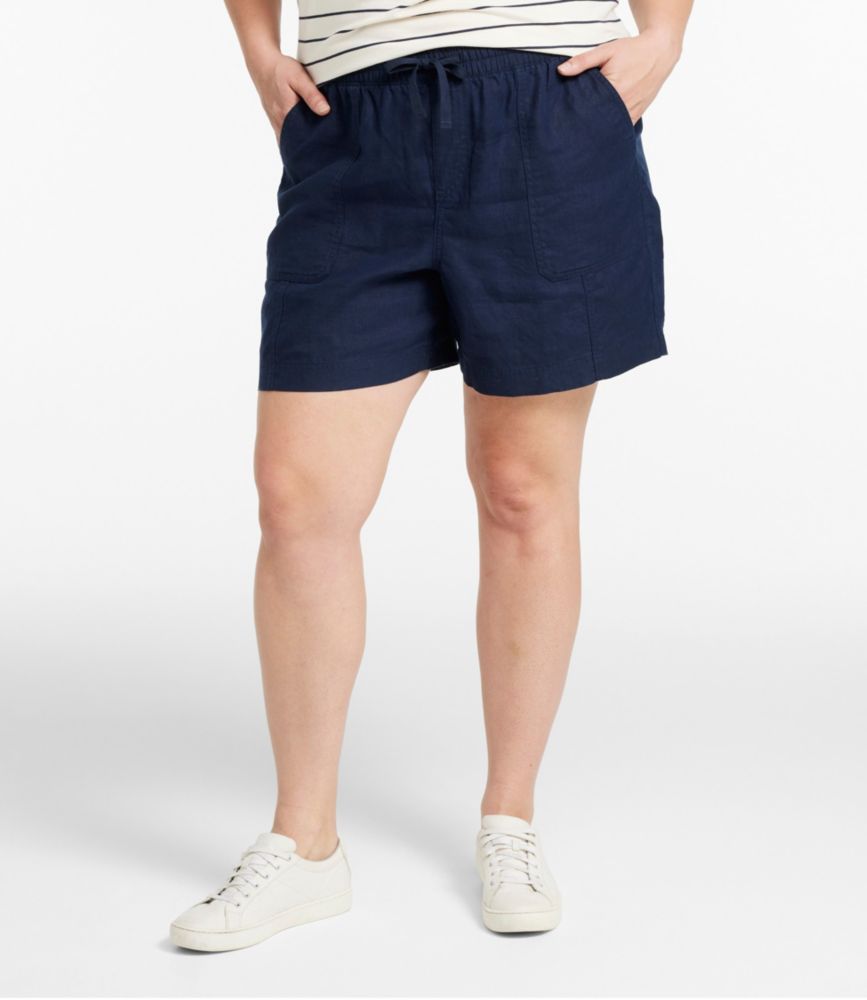Women's Premium Washable Linen Shorts, Mid-Rise 6", Classic Navy, small image number 2
