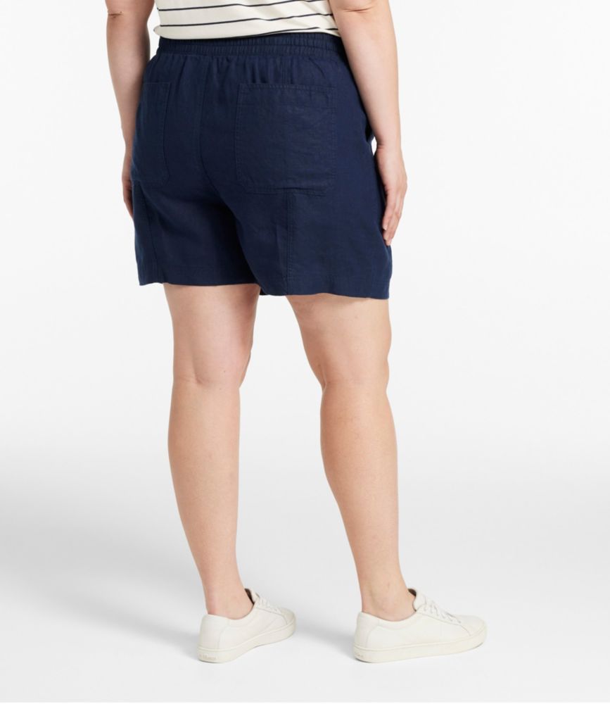 Women's Premium Washable Linen Shorts, Mid-Rise 6", Classic Navy, small image number 3