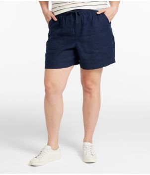Women's Premium Washable Linen Shorts, Mid-Rise 6", New