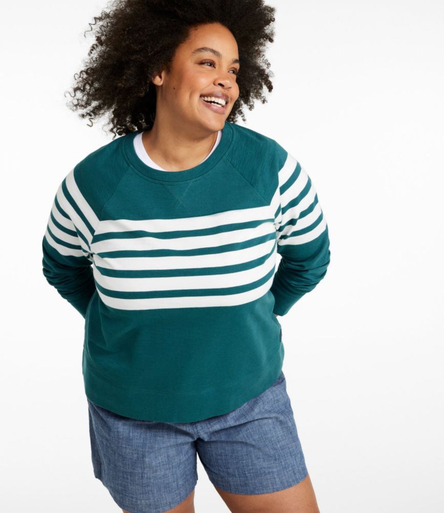 Women's Peaks Island Crewneck, Stripe, White Multi Stripe, small image number 2