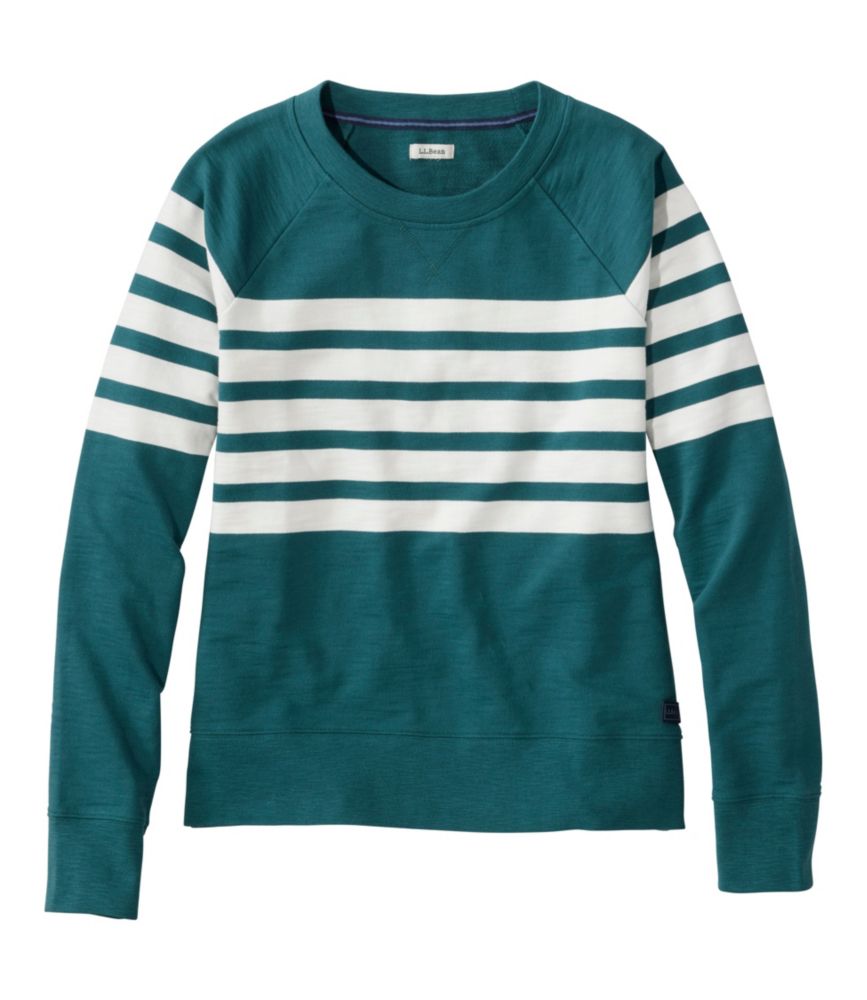 Women's Peaks Island Crewneck, Stripe, Shade Teal/ Sea Salt Stripe, small image number 1