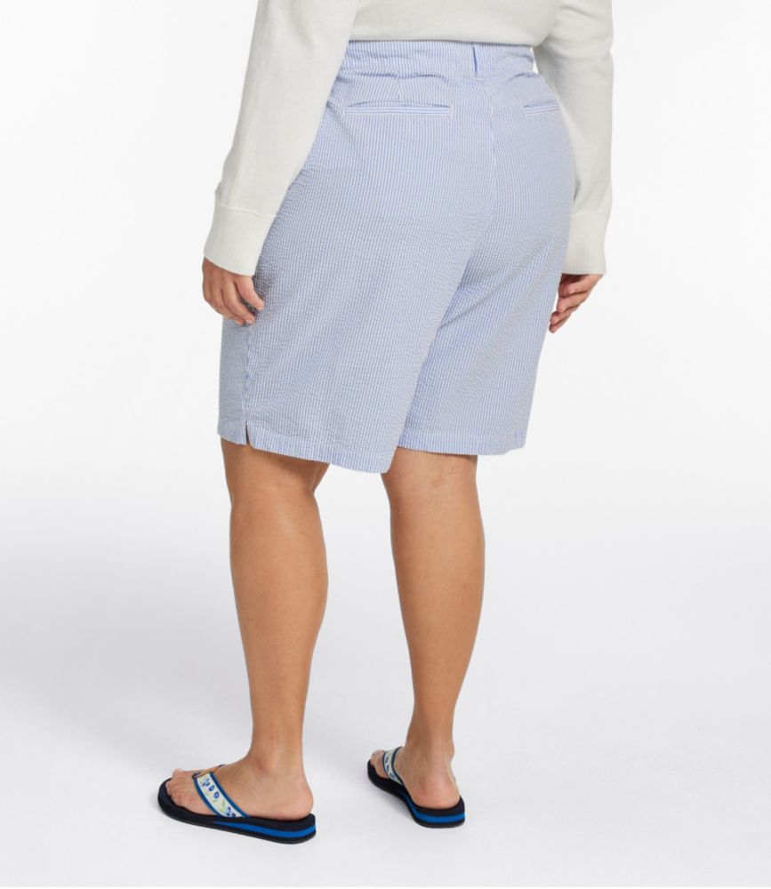 Women's Comfort Stretch Shorts, Seersucker Bermudas 9", Barley Stripe, small image number 3