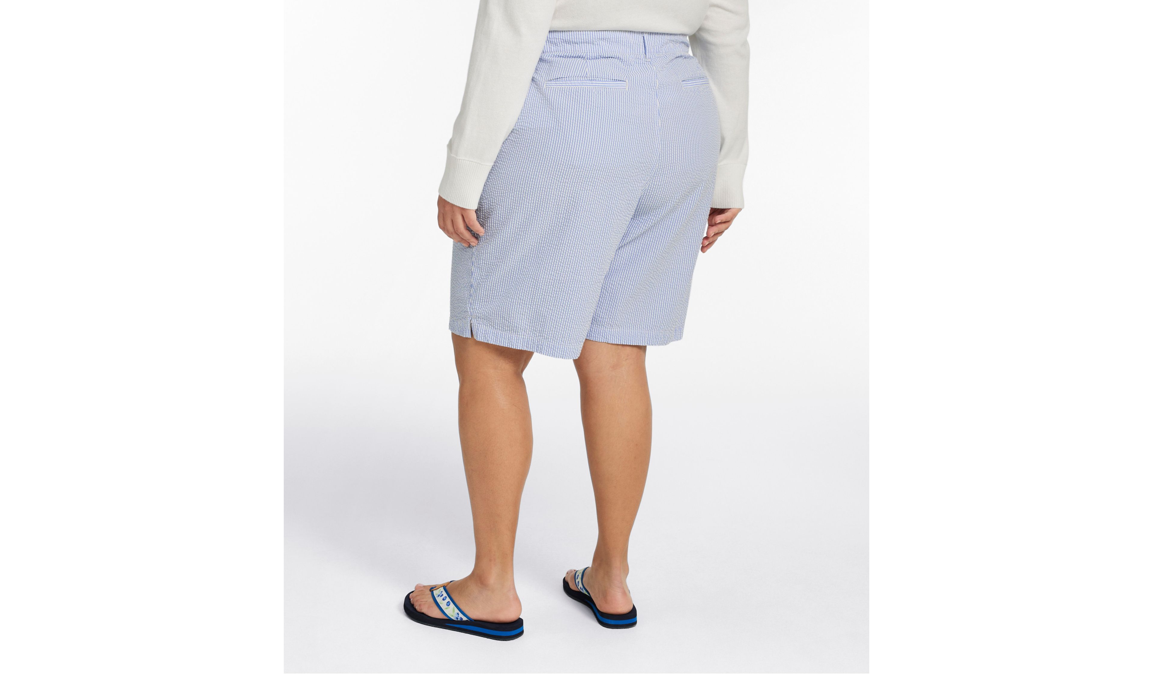 Women's Comfort Stretch Shorts, Seersucker Bermudas 9"