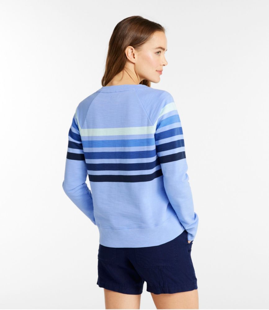 Women's Peaks Island Crewneck, Stripe, Brightwater Blue Multi Stripe, small image number 3